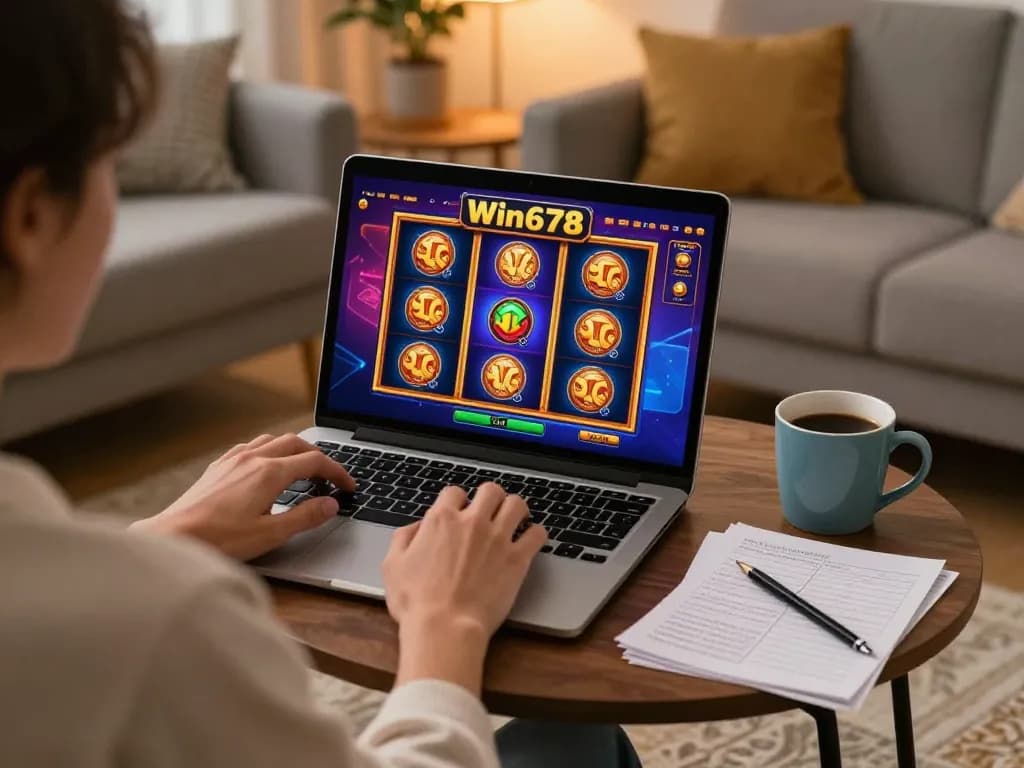 Play slot games on Win678 from the comfort of home in a cozy living room setting.