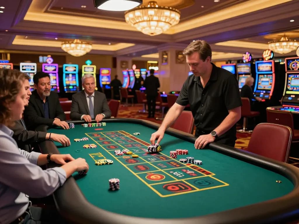 Players engaging in a thrilling roulette game at ALO8 casino, showcasing vibrant atmosphere and betting excitement