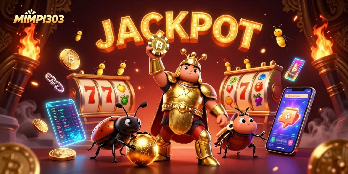 Engage with MIMPI303 as a victorious beetle celebrates a jackpot at the casino.