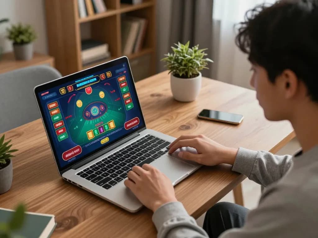 Engaging moment of online gambling showcasing Link Alternatif Asialive88 with player immersed in live casino game.
