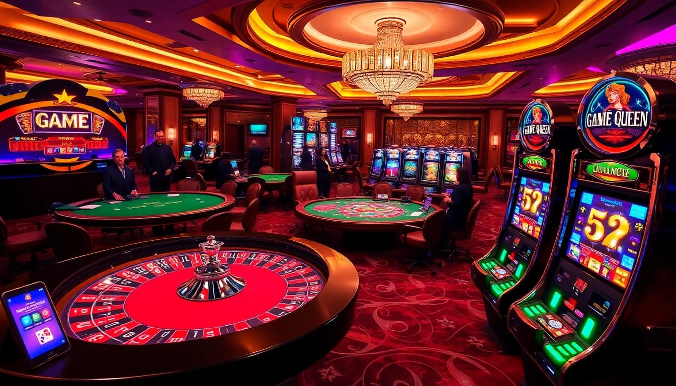 Experience the thrill of gaming at the Game Queen casino, featuring exciting slot machines and roulette tables.