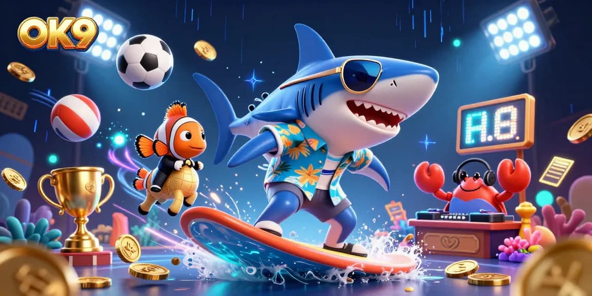 Engage with the vibrant OK9 casino scene featuring dynamic characters and thrilling sports elements.