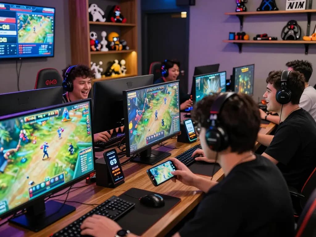 Engaged players enjoying their gaming experience on sc88e.com in a vibrant lounge atmosphere.
