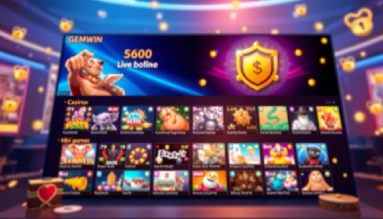 Engage with Gemwin's online gaming experience featuring a vibrant interface for casino games, live betting, and mini-games at https://gemwin.it.com/.