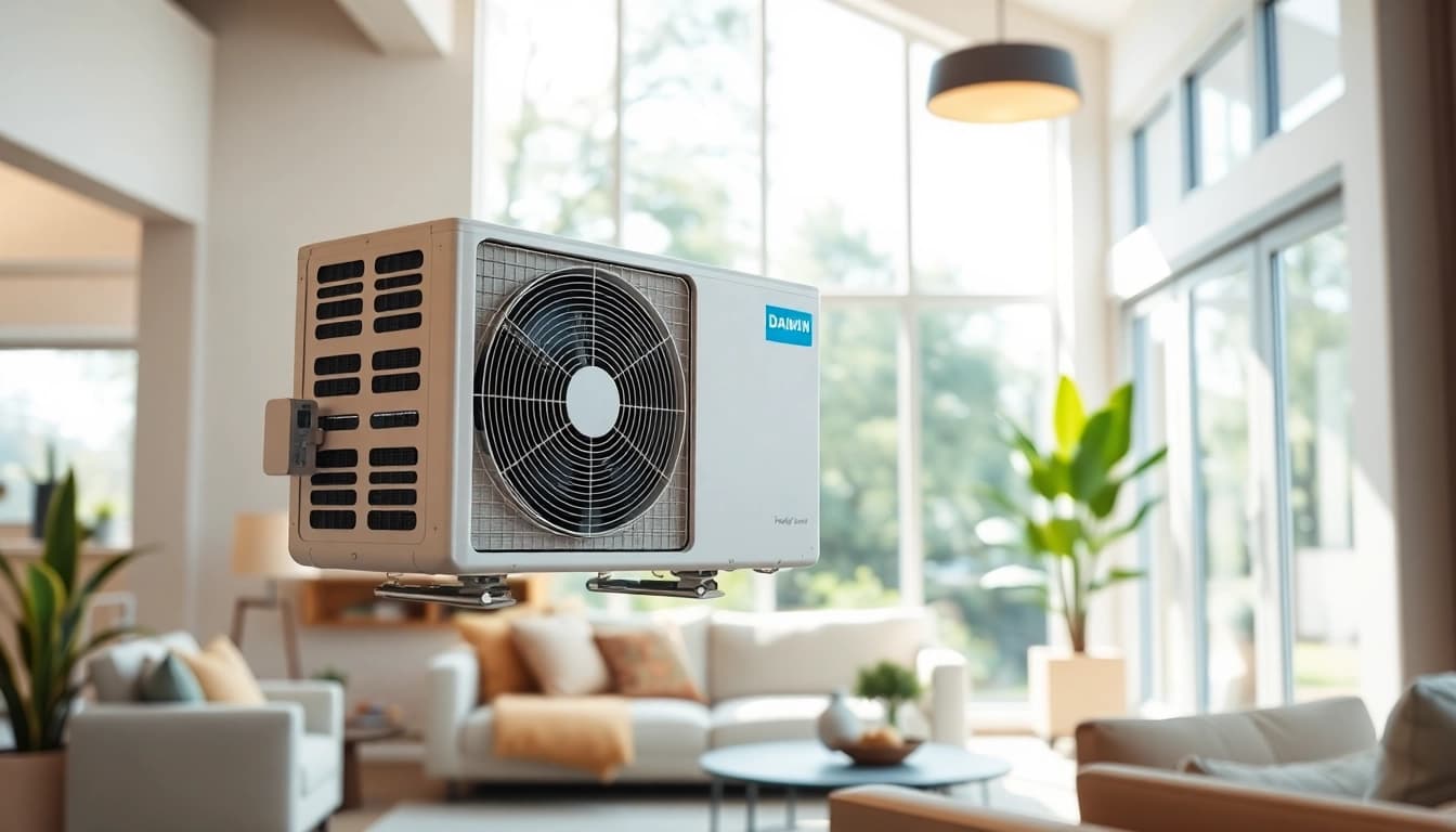 Enhance your space with a Daikin mini split AC setup in a modern living room.