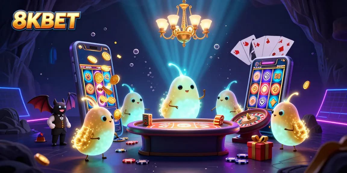 Engage with 8KBET’s vibrant casino scene featuring glowworms lighting up games and rewards.