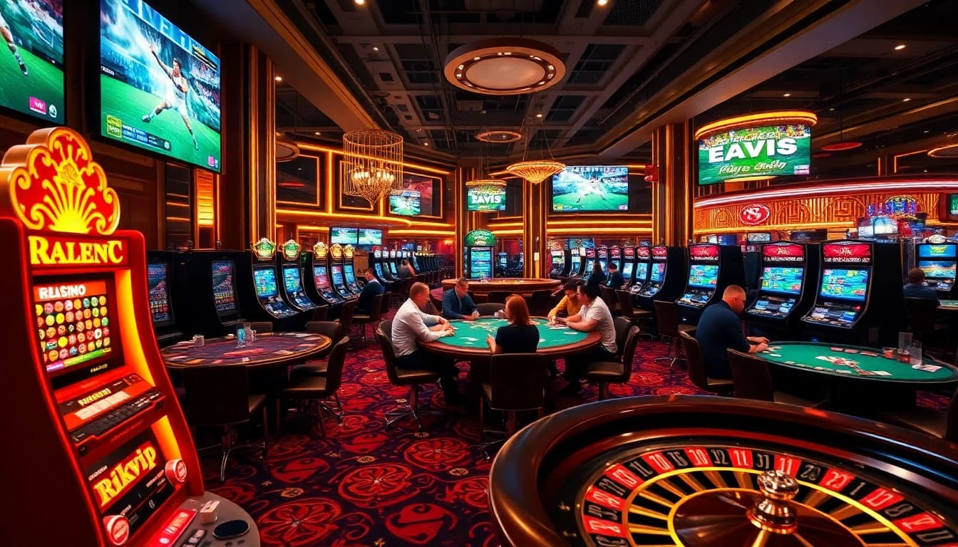 Players enjoying an exciting poker game at Rikvip's luxurious casino tables.