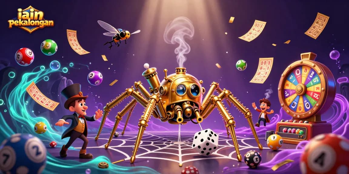 Experience the thrill of gaming with iain pekalongan as a steampunk spider constructs a golden web of chance.