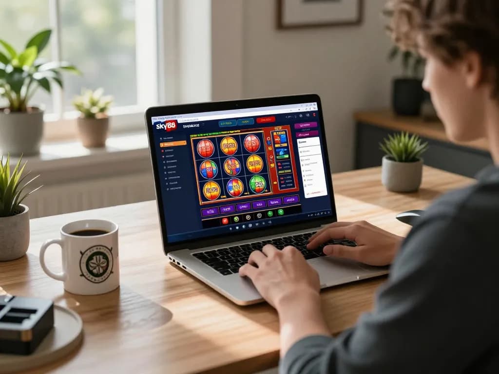 Engaging gameplay on sky88 online casino platform, showcasing vibrant slots and strategic betting options.