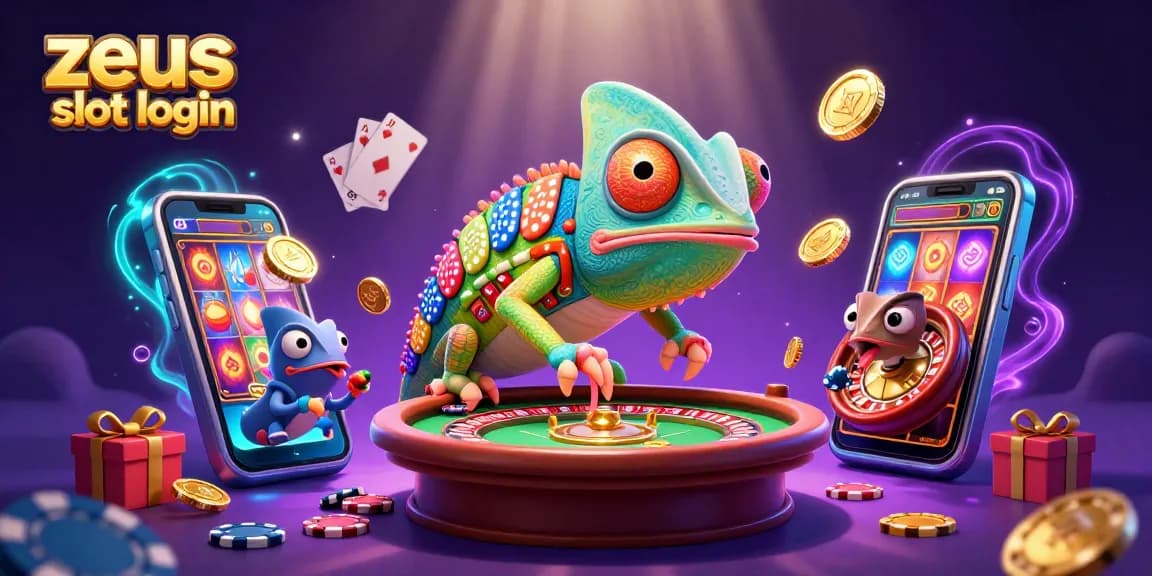 Experience zeus slot login with vibrant gaming elements and stunning 3D illustration.