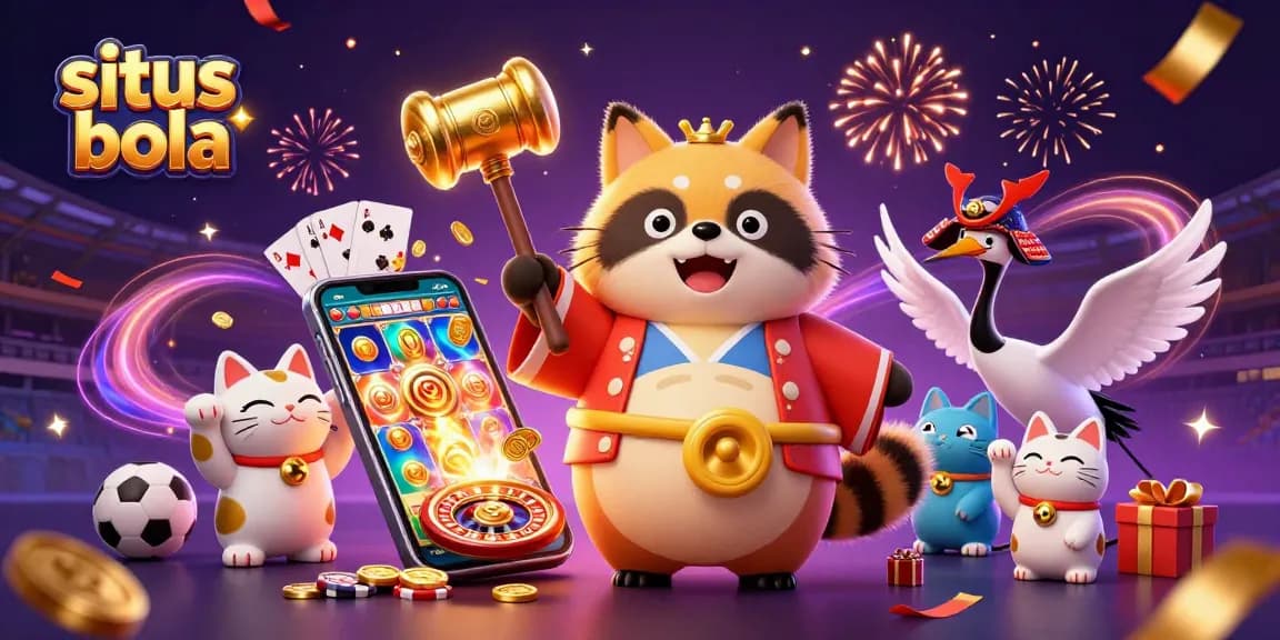 Experience thrilling sports betting at situs bola, featuring dynamic characters and vibrant casino elements.