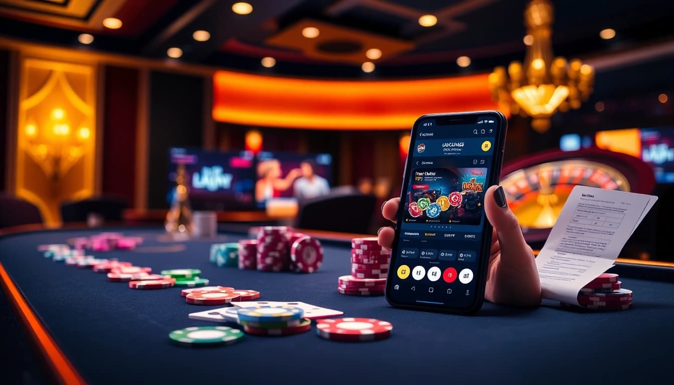 Engage in game bài đổi thưởng at an exciting casino table with vibrant poker chips and cards.