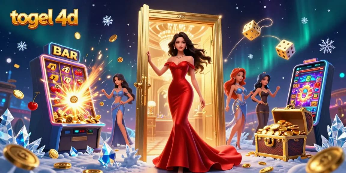 Experience the thrill of togel 4d gaming with vibrant, dynamic casino elements and a stunning illustration.