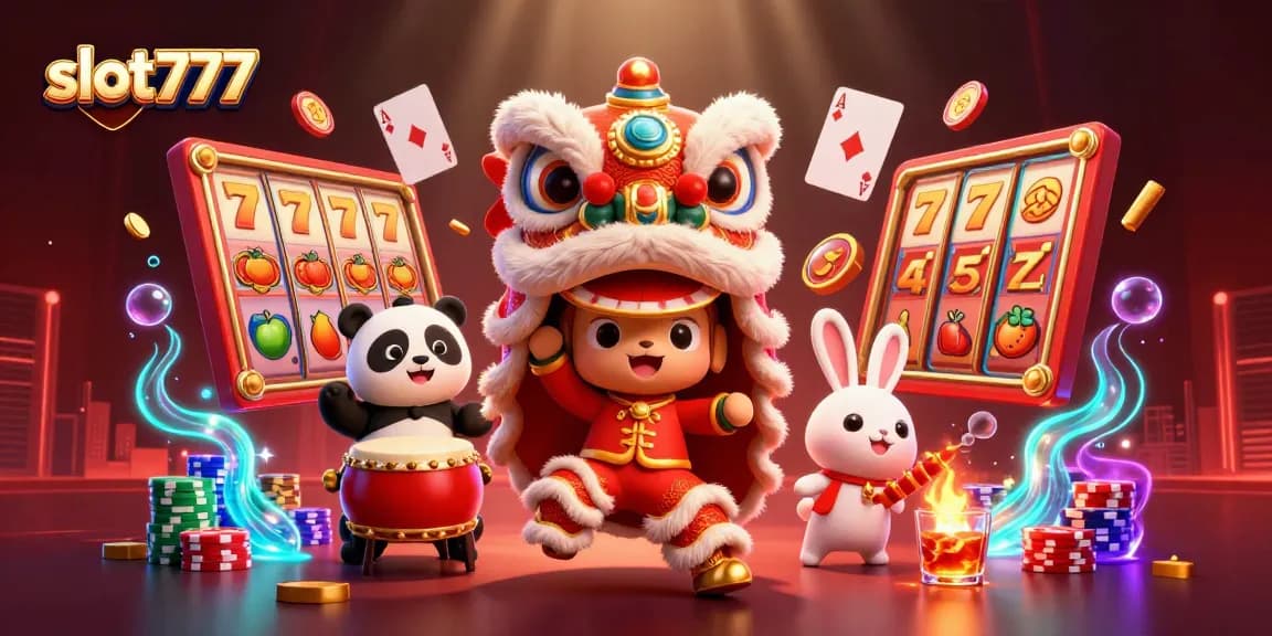 Experience thrilling gameplay with slot777 in a vibrant casino scene filled with action.