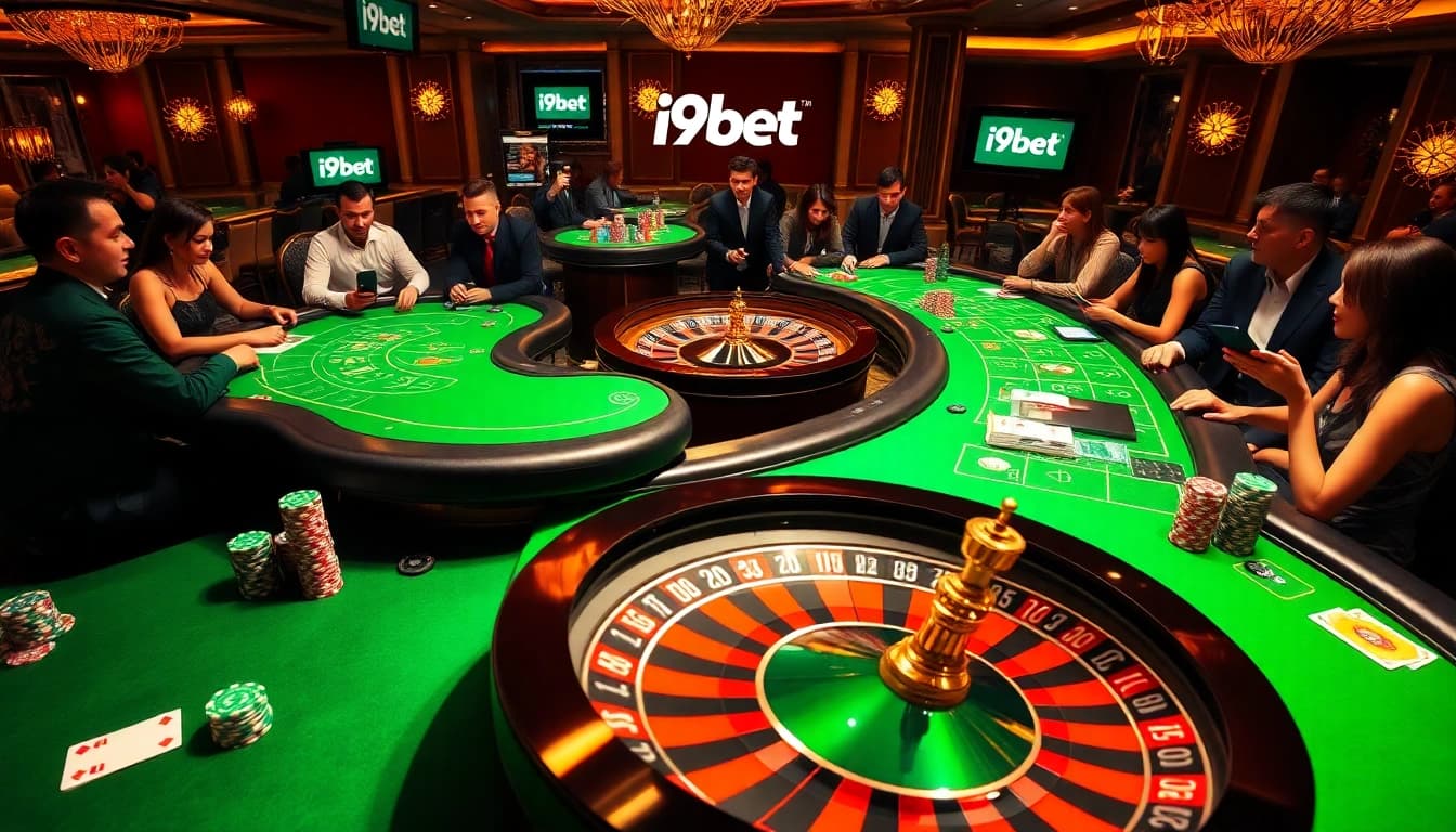 Engaging gamblers at i9bet with vibrant casino tables and immersive online interfaces.