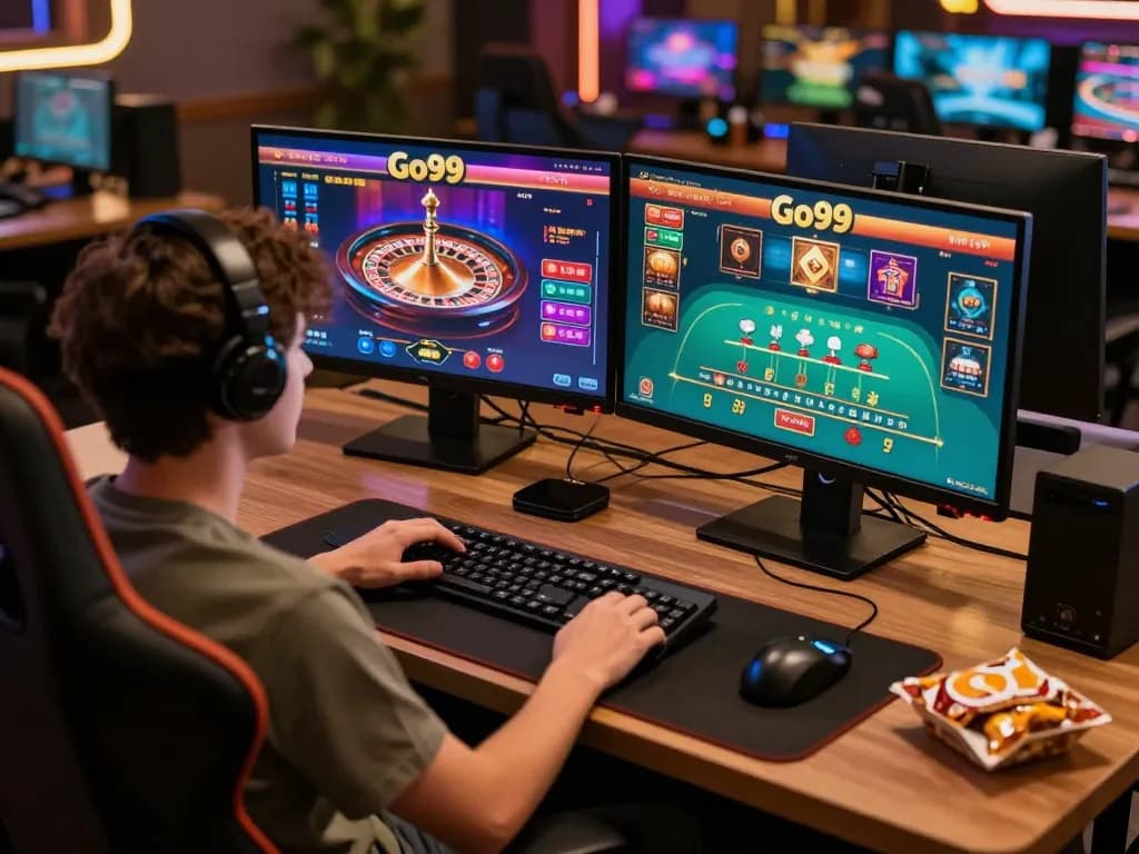 Player enjoying a thrilling gaming experience on Go99 with live dealer blackjack and roulette.