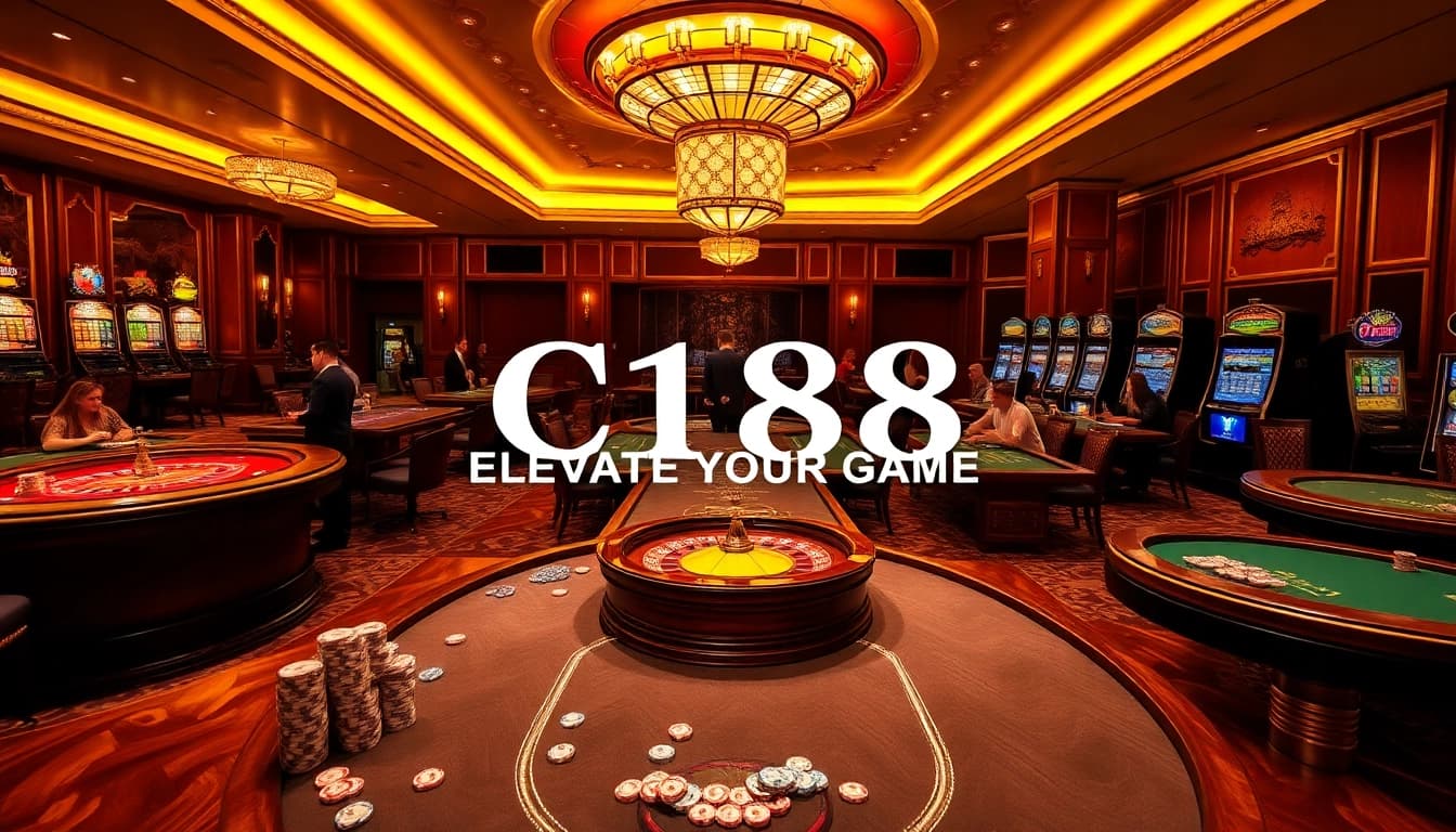 C168 elevates your gaming experience with a vibrant casino scene featuring roulette and poker tables.