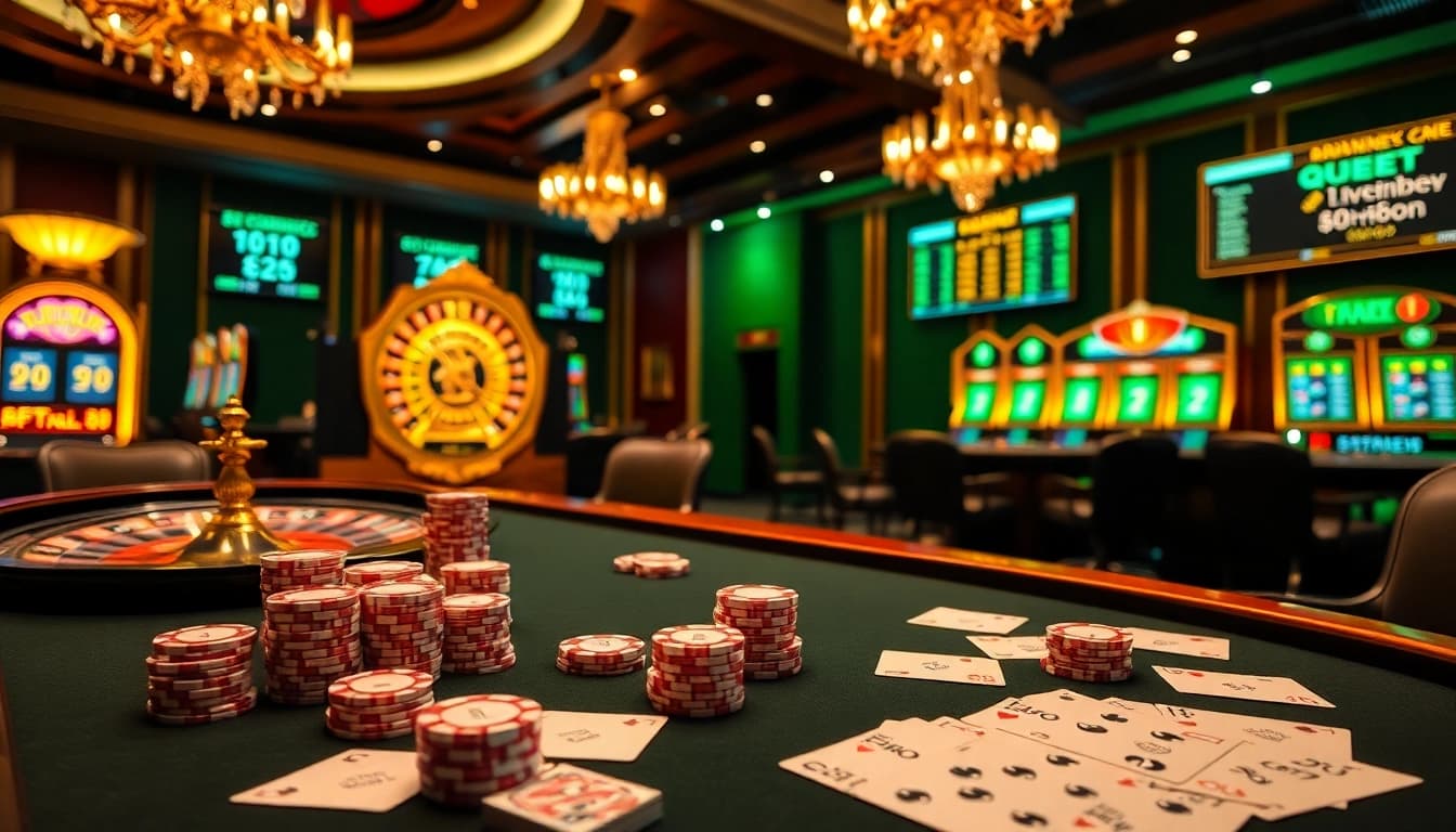 Experience the excitement of the game queen at a luxurious casino table with poker chips and cards.