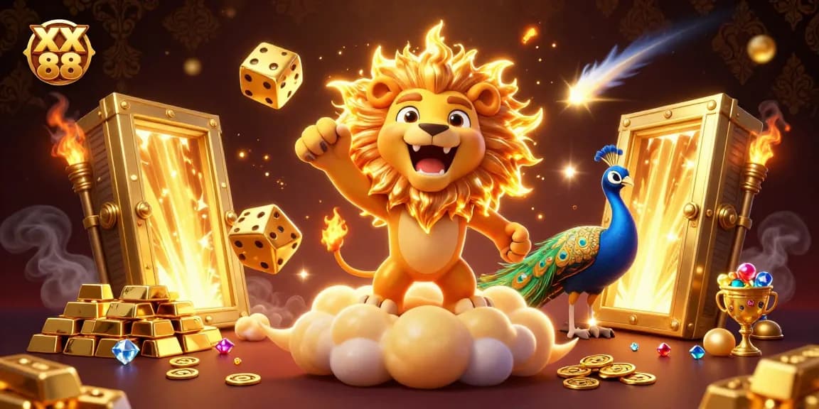 Experience the thrill of winning with XX 88 in this vibrant casino-themed illustration.