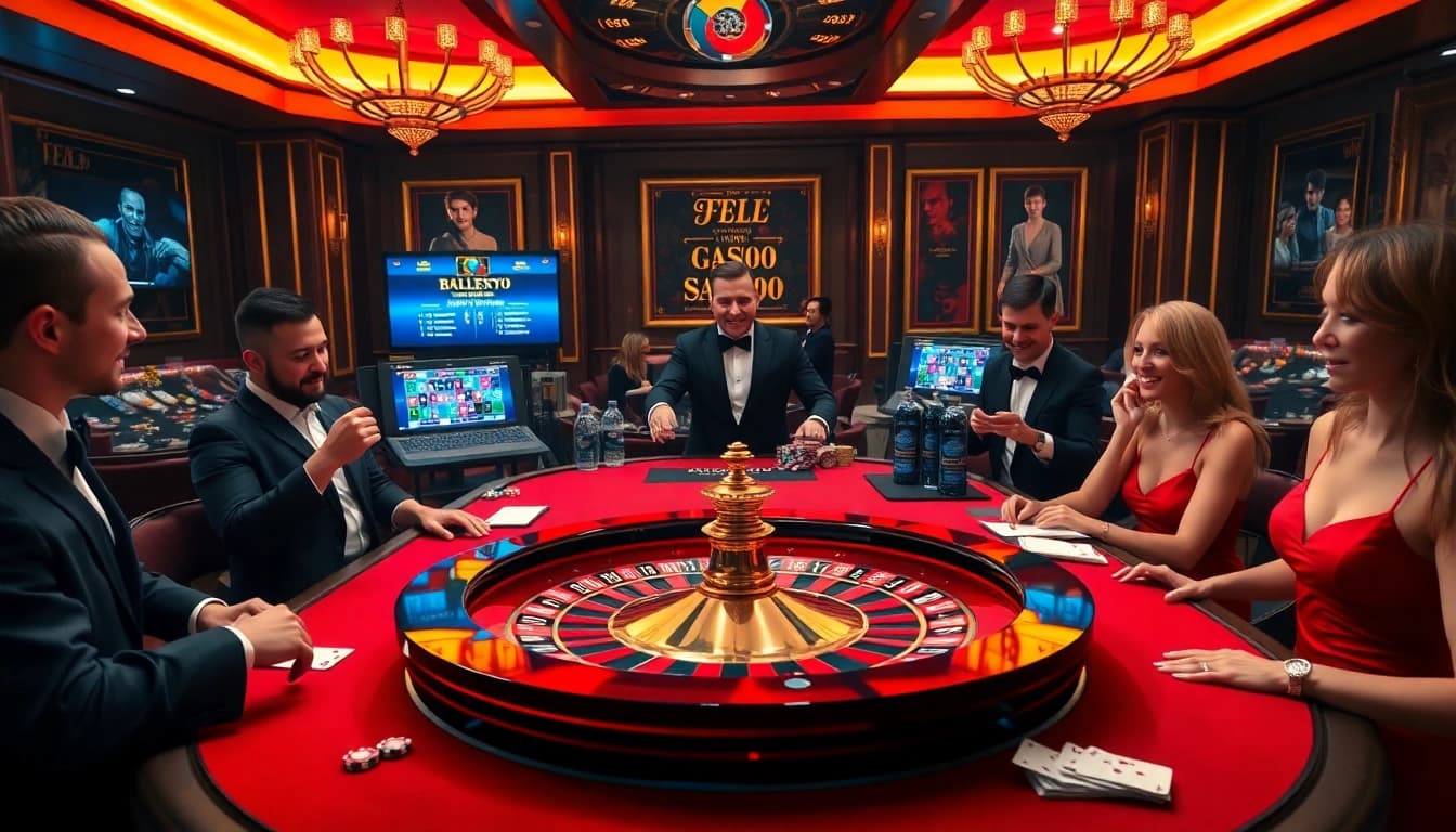 Experience u31 game เข้าสู่ระบบ with a thrilling casino atmosphere featuring excited players and roulette tables.
