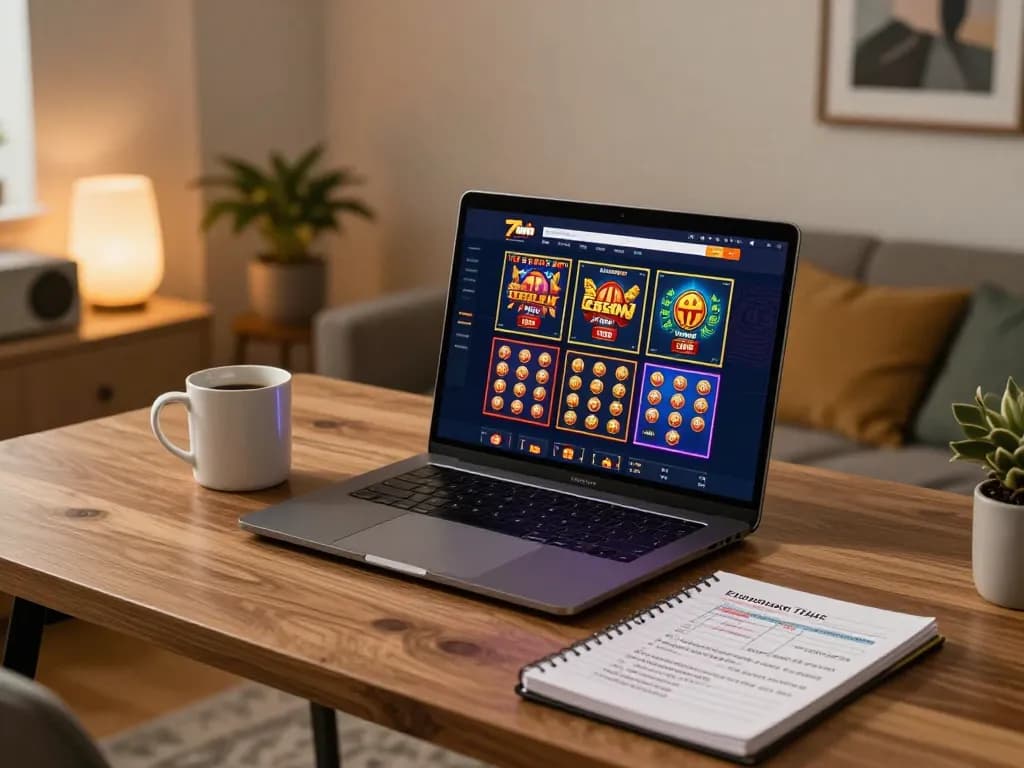 Engaging homepage of 78win displayed on laptop in modern home gaming setup, highlighting strategic betting.