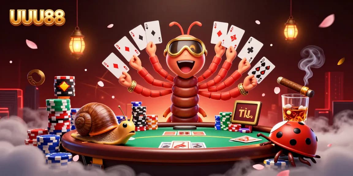 Experience immersive gameplay in UUU88 with cartoon characters at a vibrant poker table.
