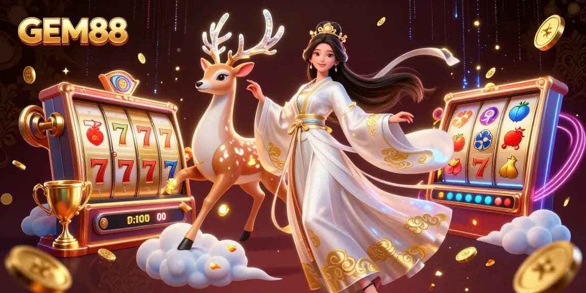 Players enjoying thrilling GEM88 slot games with dynamic visuals and engaging characters.