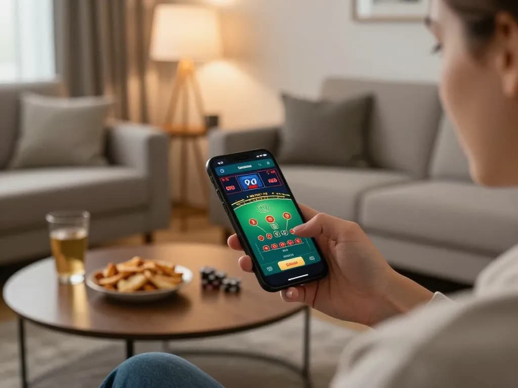 Experience winstrike69 through live dealer blackjack on a mobile app in a cozy home setting.