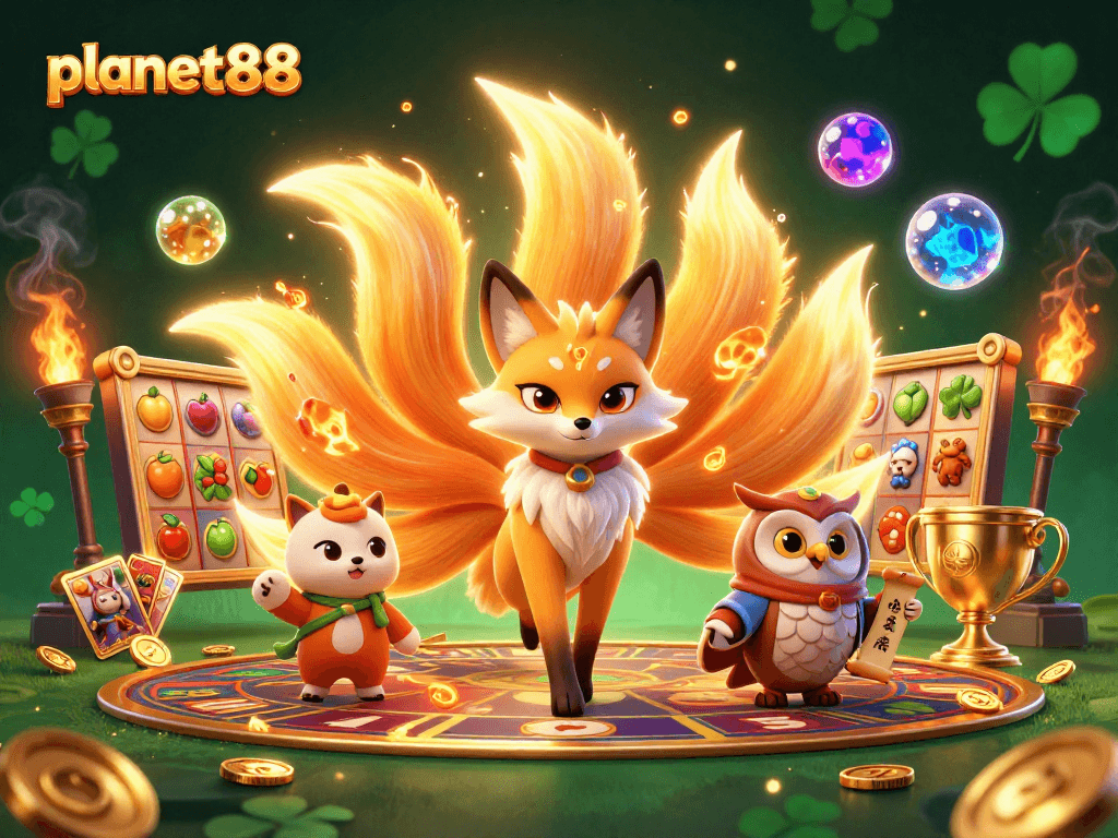 Experience thrilling slot adventures at planet88 with colorful, dynamic characters and vibrant gameplay elements.