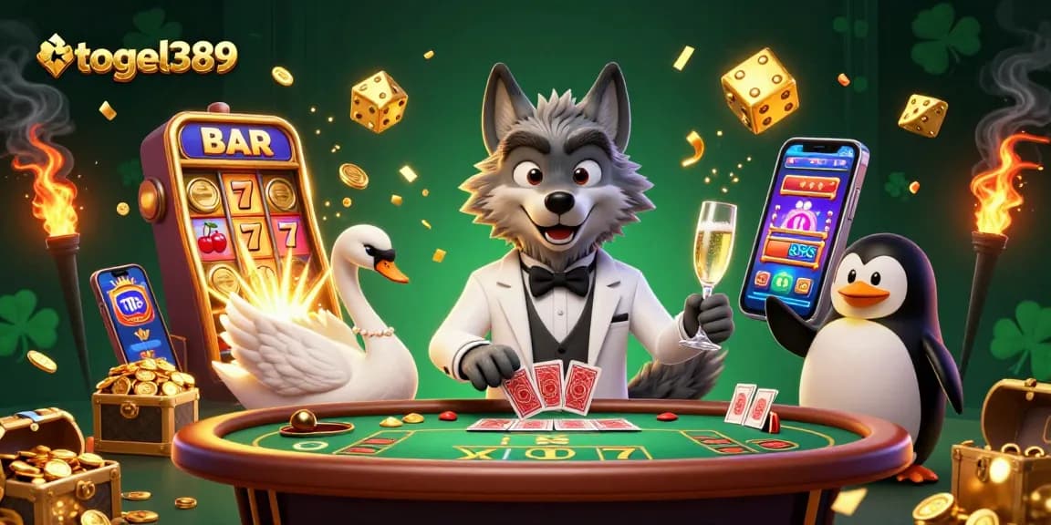 Experience high-stakes action at togel389 with a debonair wolf, elegant swan, and sophisticated penguin.