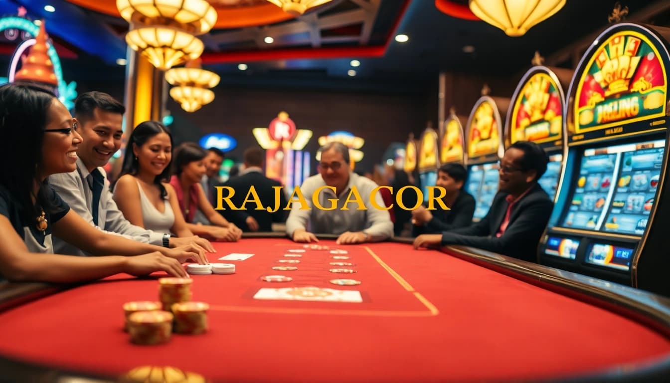 Experience the thrill of RAJAGACOR at a lively casino table with players enjoying their games.