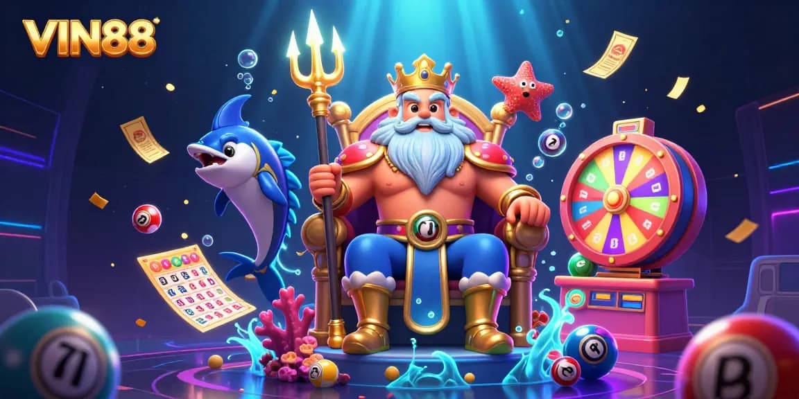 Experience thrilling gaming action at VIN88 with vibrant lottery elements and engaging characters.