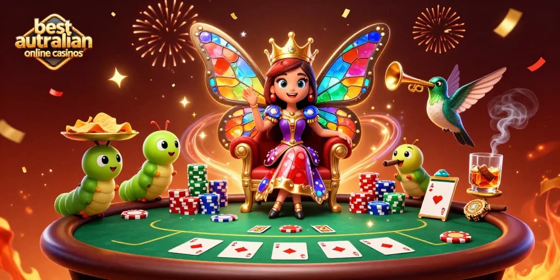 Experience the thrill at the best australian online casinos with colorful gaming characters and vivid casino elements.