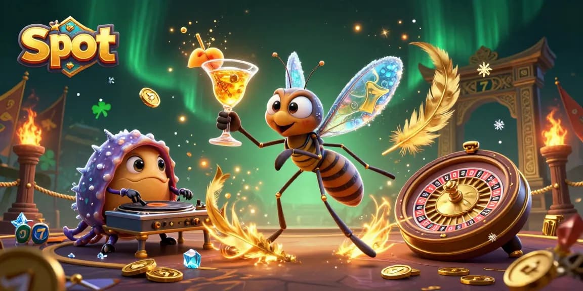 Experience thrilling slot action with a dynamic casino scene featuring animated characters and rich game elements.
