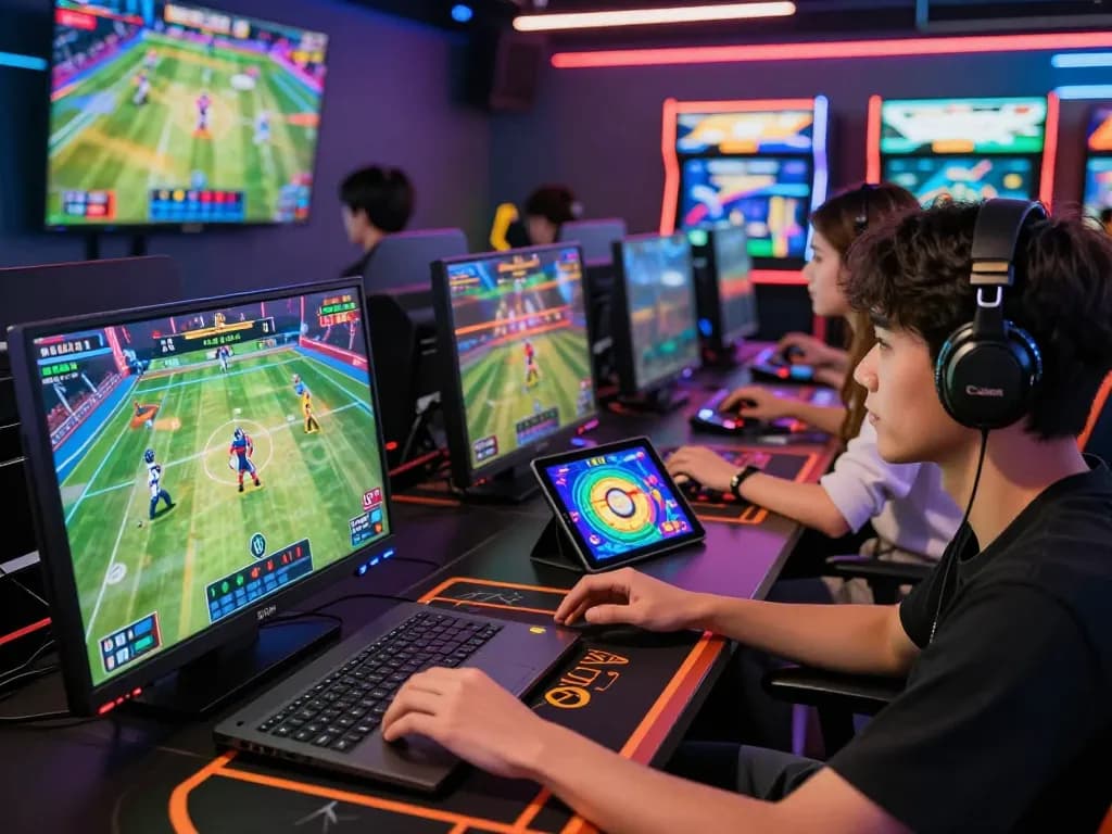 Engaging online gaming scene with players at https://qnk88.com/ enjoying vivid casino and sports games.