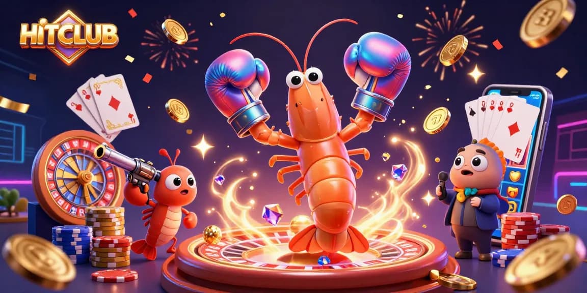 Experience HITCLUB's vibrant casino scene with lively characters and symbol-rich gaming elements.