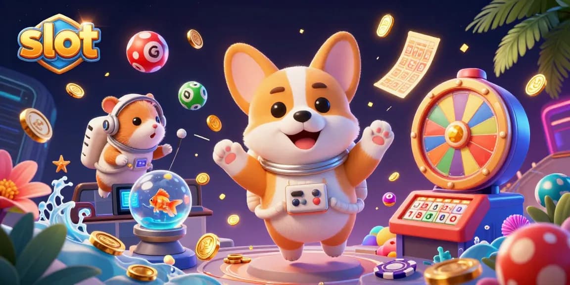 Experience exhilarating slot action with a floating corgi in a vibrant space casino scene.