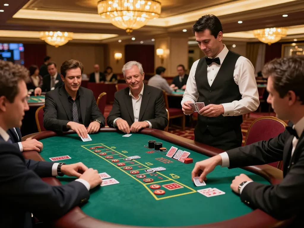Players engaging in strategic blackjack gameplay at a casino with C173 atmosphere enhancing excitement
