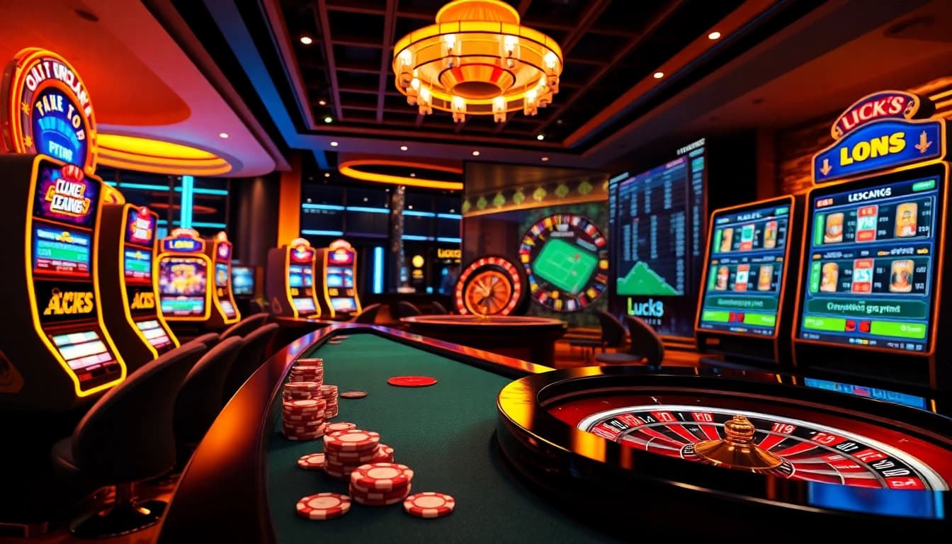 Experience high-stakes excitement at LUCK8 with vibrant casino games, poker chips, and betting odds.