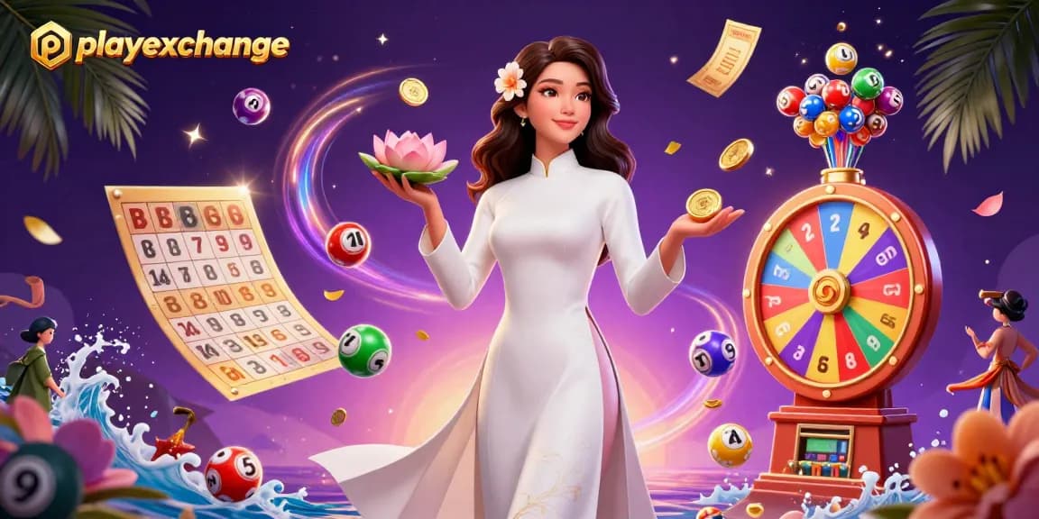 Engage in thrilling playexchange experiences with a captivating visual of an elegant lady amidst colorful gaming elements.