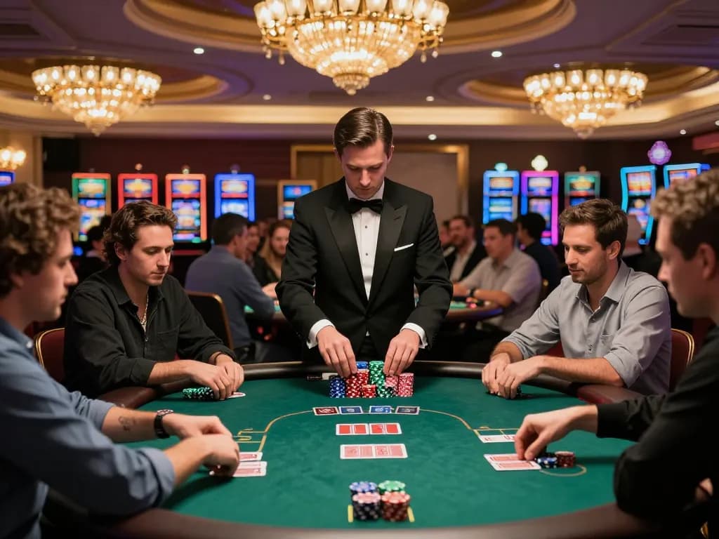 Exciting live poker game experience at Nhà Cái F168 casino, players strategizing and placing bets.