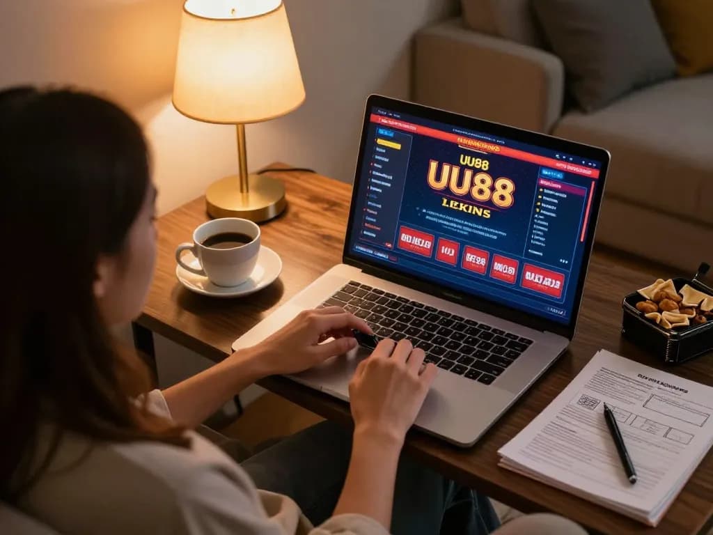 Person playing casino games on UU88 in a cozy home setting, showcasing online gaming strategies.