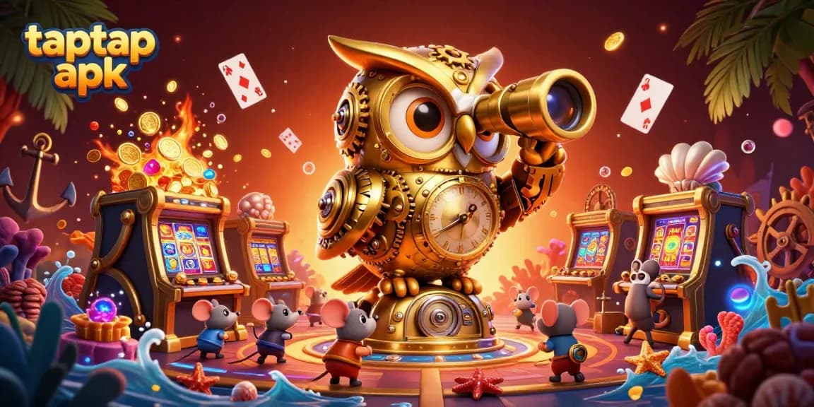 Mengunduh taptap apk untuk permainan dan memenangkan koin emas di kasino bergaya 3D yang dinamis.