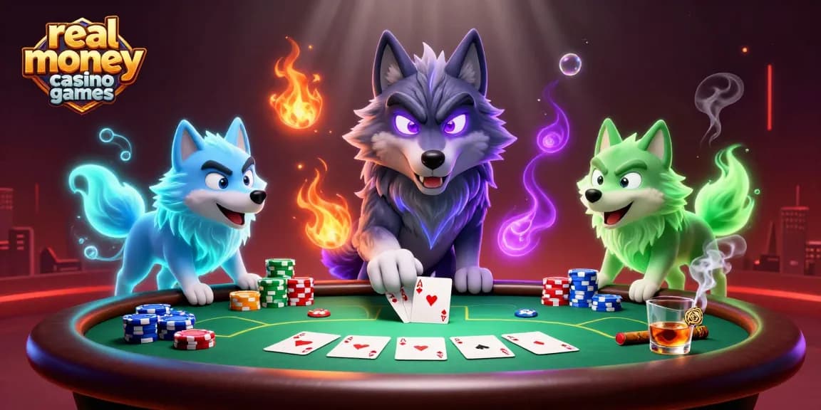 Engage in real money casino games with a mystical wolf pack unleashing poker excitement.