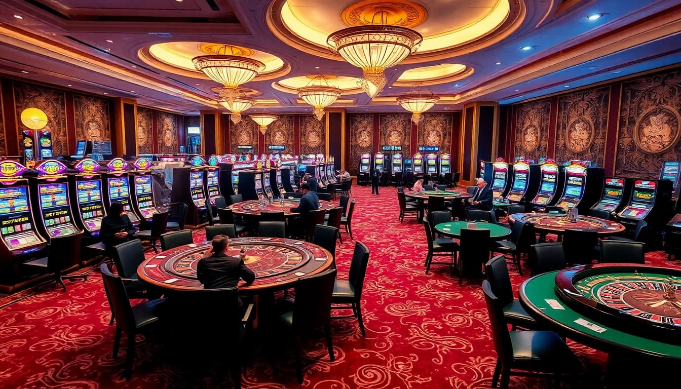 Players enjoying high-stakes gaming at leci123 in a luxurious casino setting.