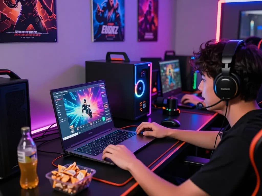 Link vào sunwin showcased in an engaging online gaming environment with a player and vibrant setup.