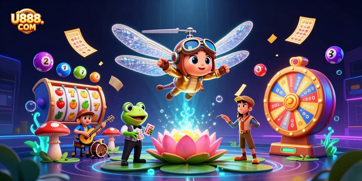 Experience thrilling slots at U888. COM with a vibrant casino scene featuring unique 3D characters.