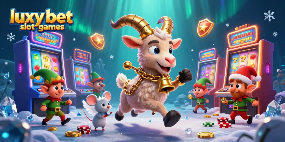 Experience the excitement of luxy bet slot games in a vibrant, festive casino scene.