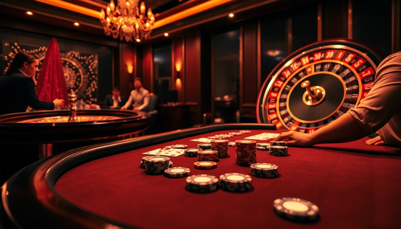 A thrilling poker game at 99ok đăng ký with elegant players and vibrant casino atmosphere.