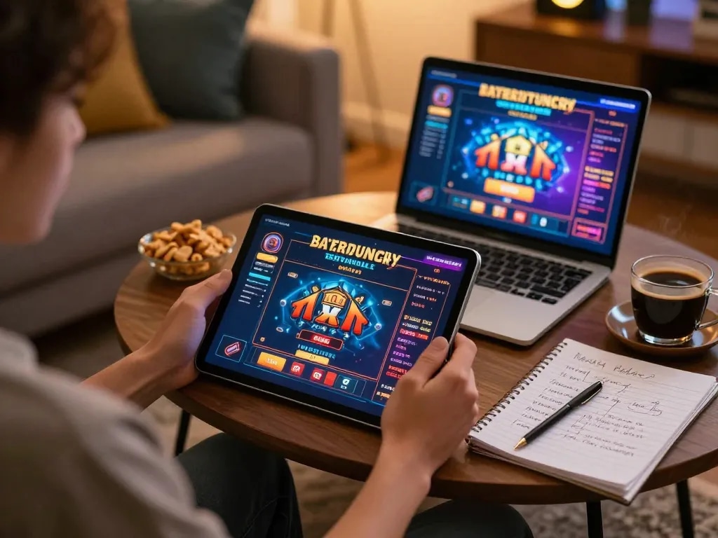 Person enjoying online gaming at home with max88 casino app on tablet, creating a welcoming gambling atmosphere